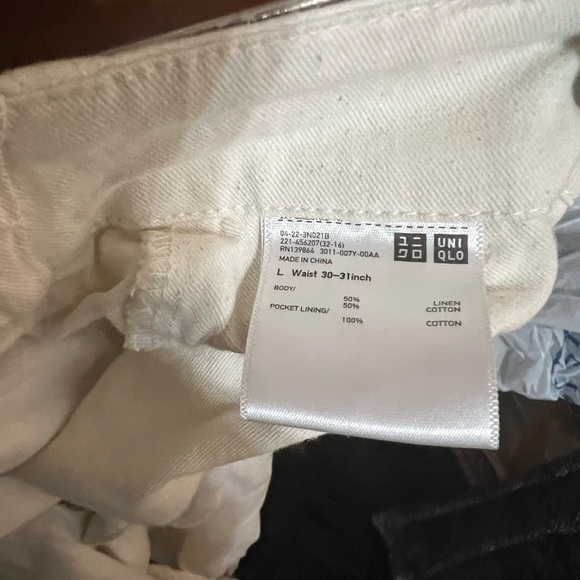 Uniqlo Cream Chinos Lightweight Straight-Leg Size L 30/31 - Picture 5 of 5